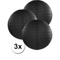 Zwarte bol versiering lampionnen 35 cm 3x stuks