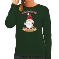 Foute Kersttrui/sweater voor dames - Wijn kabouter/gnoom - groen - Doordrinken - thumbnail