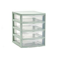 Ladeblokje/bureau organizer 4x lades - mintgroen/transparant - L18 x B21 x H23 cm - plastic