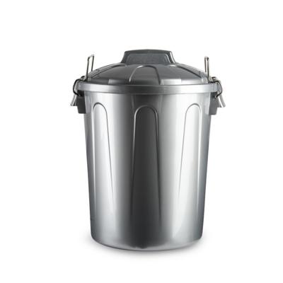 Plasticforte afvalemmer - zilver - 21L - kunststof - H42 cm - met deksel