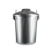 Plasticforte afvalemmer - zilver - 21L - kunststof - H42 cm - met deksel