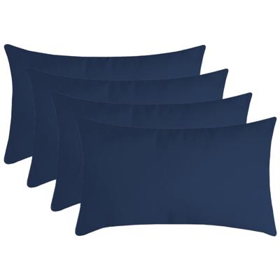 Stof Textile sierkussen Nelson - 4x - donkerblauw - 30 x 50 cm - bank kussens - polyester