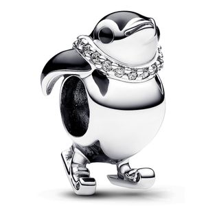 Pandora 792988C01 Bedel Skiing Penguin zilver-zirconia-emaille zilverkleurig-wit-zwart