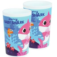 2x stuks kunststof drinkbeker Baby Shark 220 ml