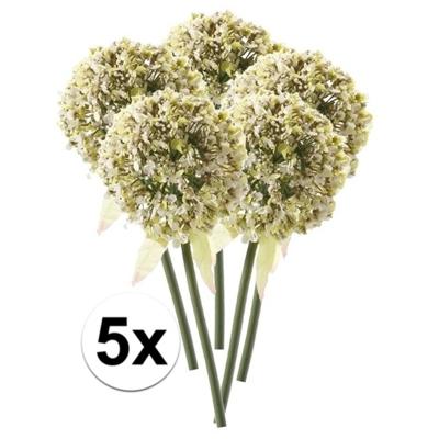 Kunstbloem - 5x - Sierui / Allium - wit/groen - 70 cm - kunststof decoratie