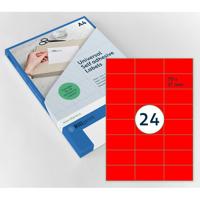 Etiket rillprint 70x37mm fluorrood 2400 etiketten