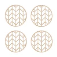 Krumble Pannenonderzetter met pijlen patroon - Beige - Set van 4