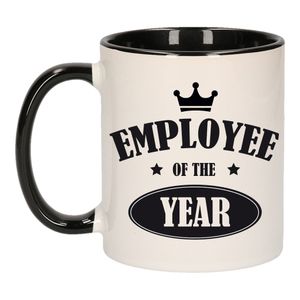 1x stuks collega cadeau mok / beker zwart employee of the year