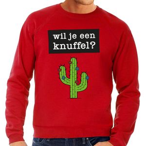 Wil je een knuffel tekst sweater rood