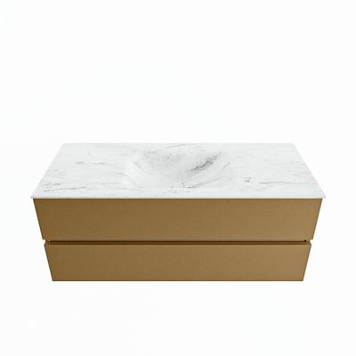 MONDIAZ VICA-DLUX 120cm badmeubel onderkast Oro 2 lades. Inbouw wastafel CLOUD midden 1 kraangat, kleur Opalo.
