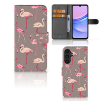 Samsung Galaxy A15 Telefoonhoesje met Pasjes Flamingo