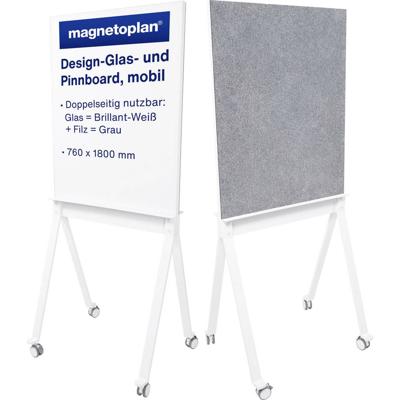magnetoplan Glasboard, Prikbord mobiles Glas-/Pinnboard (b x h) 76 cm x 180 cm Wit magnetoplan Glasboard, Prikbord mobiles Glas-/Pinnboard (b x h) 76 cm x 180 cm Wit