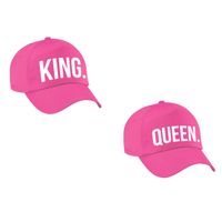 King en Queen fun kado pet roze voor volwassenen - thumbnail