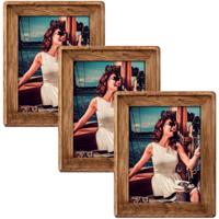 ZEP Fotolijst - 3x stuks - bruin - hout - foto 13 x 18 cm - wonen - accessoires