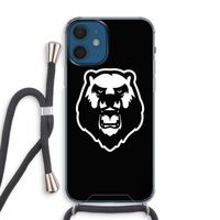 Angry Bear (black): iPhone 12 Transparant Hoesje met koord