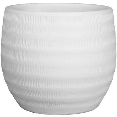 Floran Bloempot - wit - mat - relief - keramiek - 17,5 x 17 cm