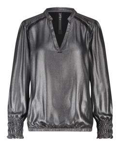 Zip73 Top Leather Details W25/224/01/045 T-shirt Lange Mouw 045 Metallic Grey