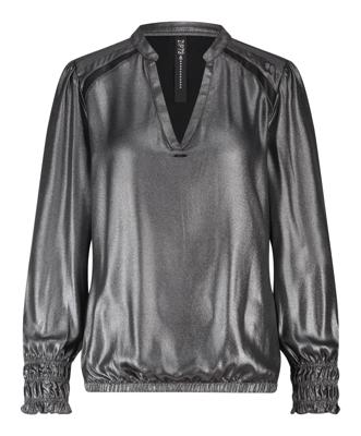 Zip73 Top Leather Details W25/224/01/045 T-shirt Lange Mouw 045 Metallic Grey