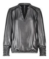 Zip73 Top Leather Details W25/224/01/045 T-shirt Lange Mouw 045 Metallic Grey