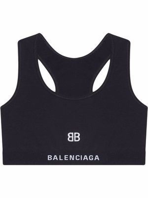Balenciaga brassière de sport à motif brodé - Noir