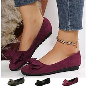 Dames Platte schoenen Platte sandalen Ballerina's Grote maten Buiten Dagelijks Effen Kleur Strik Platte hak Ronde Teen Elegant Casual Comfortabel Wandelen Satijn Leegloper Zwart Rood Groen Lightinthebox