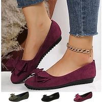 Dames Platte schoenen Platte sandalen Ballerina's Grote maten Buiten Dagelijks Effen Kleur Strik Platte hak Ronde Teen Elegant Casual Comfortabel Wandelen Satijn Leegloper Zwart Rood Groen Lightinthebox - thumbnail