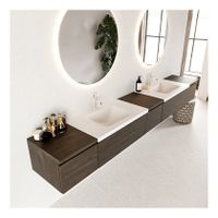 Mondiaz Bukla 280cm badmeubel met module 40 dark brown 5 lades met wastafel dubbel 2 kraangaten kleur talc