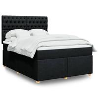 Boxspring met matras stof zwart 140x190 cm