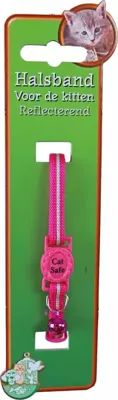 Kittenhalsband polyester neon, roze reflecterend