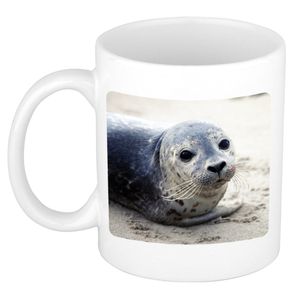 Dieren foto mok zeehond - zeehonden beker wit 300 ml