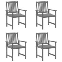 Tuinstoelen 4 st met kussens massief acaciahout grijs