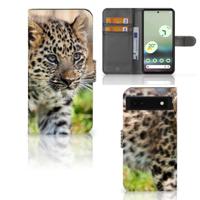 Google Pixel 6A | Telefoonhoesje | Met pasjeshouder | Baby Luipaard
