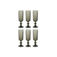 Set van bekers Home ESPRIT Grijs Kristal 150 ml (6 Stuks)