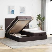 Ottoman bed met matrassen 180x200cm stof donkerbruin