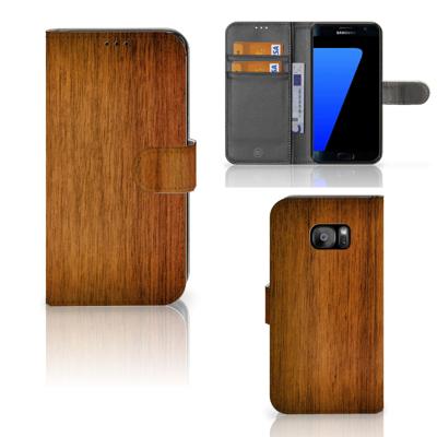 Samsung Galaxy S7 Edge | Book Style Case | Donker Hout