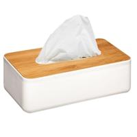 5Five Tissuedoos - tissue box - wit - kunststof - met 100x stuks papieren tissues