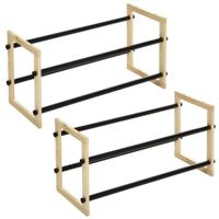 5five schoenenrek uitschuifbaar - 2x - 6-12 paar schoenen - 60 x 30 cm - metaal/hout