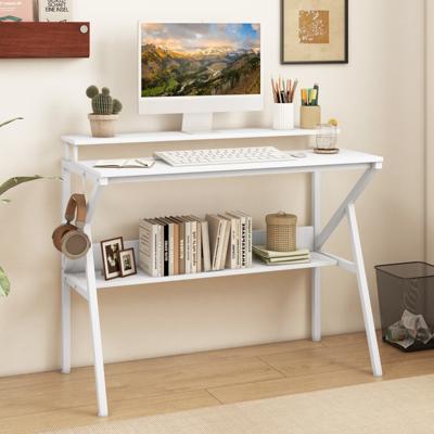 Bureau met Monitorstandaard 100 x 50 cm Kleine Computerbureau PC-tafel met Plank Wit
