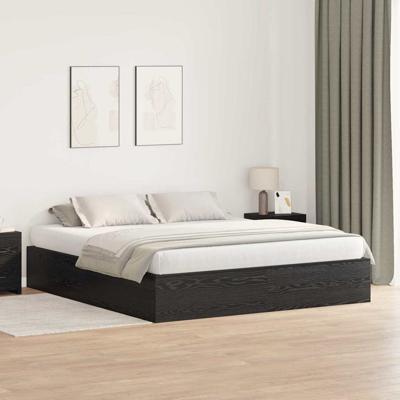 Bedframe Zwart eiken 200 x 180 x 31.5 cm Bewerkt hout