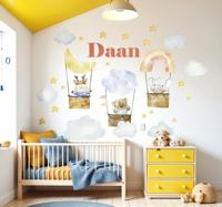 Muursticker kinderkamer dierenvrienden met hoog vliegende