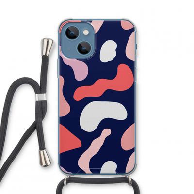 Memphis Shapes Pink: iPhone 13 mini Transparant Hoesje met koord