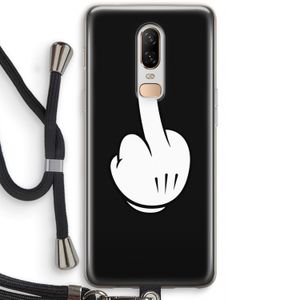 Middle finger black: OnePlus 6 Transparant Hoesje met koord
