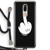 Middle finger black: OnePlus 6 Transparant Hoesje met koord