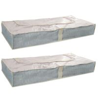 Opbergtas/beschermhoes beddengoed/kleding - 2x - voor onder bed - 109 x 46 x 15 cm