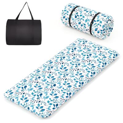 Draagbare Opvouwbare Futon Matras Japanse Futon Matras Wasbare Hoes Vloermatras met Draagtas Blauw 90 x 200 cm