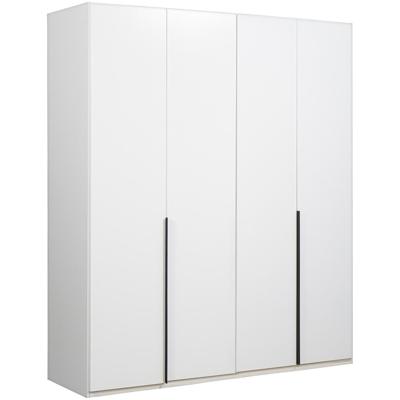 Leen Bakker - Kledingkast Milaan 4-deurs - 236x180x58 Cm - Spaanplaat - Wit