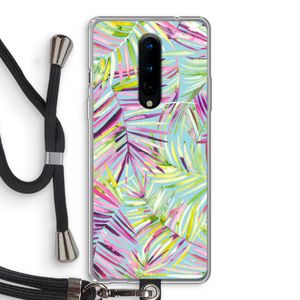 Tropical Palms Blue: OnePlus 8 Transparant Hoesje met koord