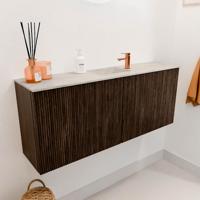Toiletmeubel Mondiaz Joya Dlux | 100 cm | Meubelkleur Walnut | Faye wastafel Ostra Wasbak Midden | 1 kraangat