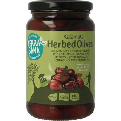 Terrasana Kalamata olijven in kruidenolie bio