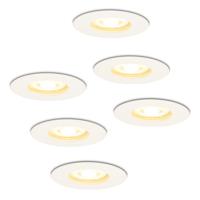 Set van 6 Bari LED Inbouwspots - 4,5 Watt 345 lumen - 2700K Warm Wit - GU10 - Dimbaar - Rond - IP65 Waterdicht - Wit - Voor binnen, buiten en badkamer